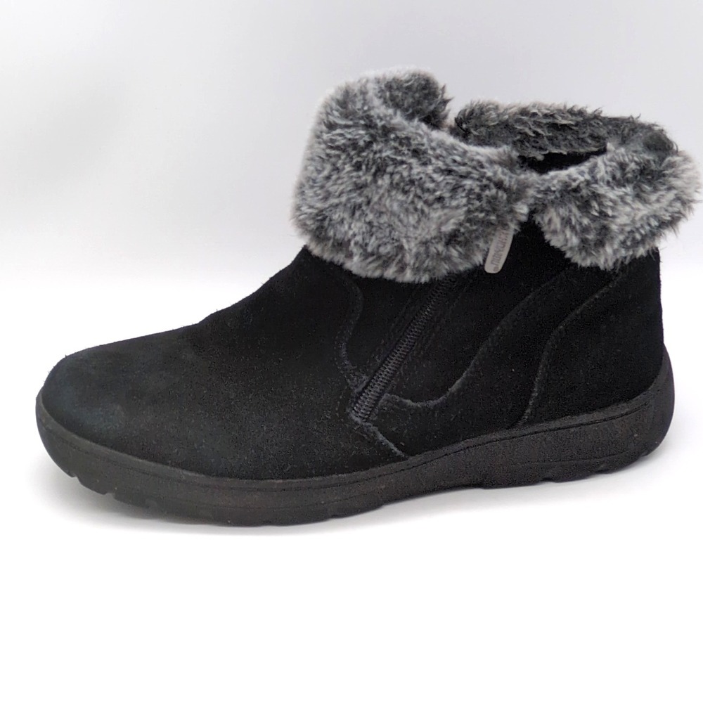 Khombu‎ Shoes Womens Jessica Black 9 Suede Winter Ankle Boots Fur Trim Dual Zip